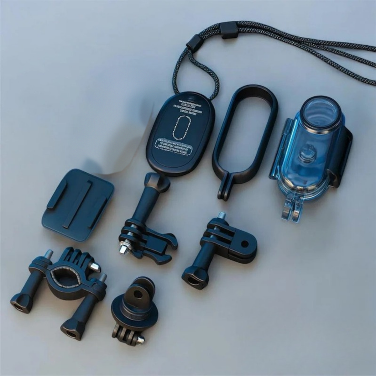 Halterungs-Set: Rückenclip, Helmhalterung, Lenkerhalterung, Rahmen, wasserdichtes Gehäuse