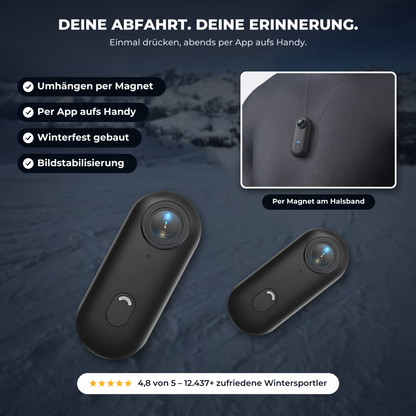 Povino POV Vision – per Magnet am Halsband, per App aufs Handy, winterfest, Bildstabilisierung