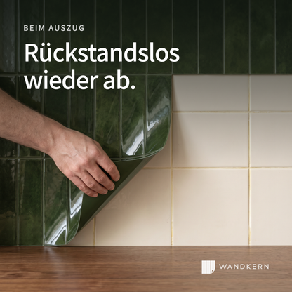 Beim Auszug rückstandslos wieder ab, die alte Fliese bleibt unversehrt